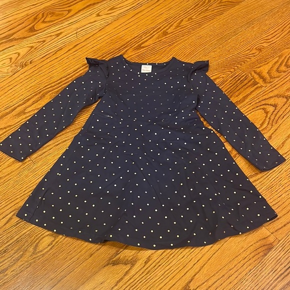 Hanna Andersson Girl’s Navy Polka Dot Dress Size 5 - Picture 1 of 4